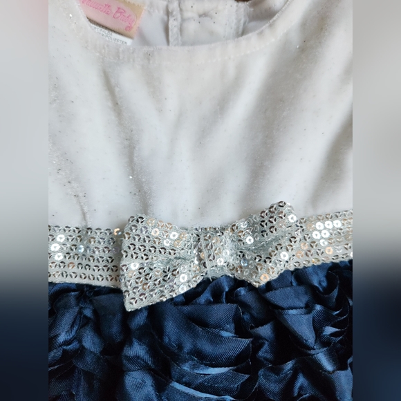 Navy blue ruffle and sparkling white baby dress size 3-6 months by Nauvette Baby - Picture 3 of 6